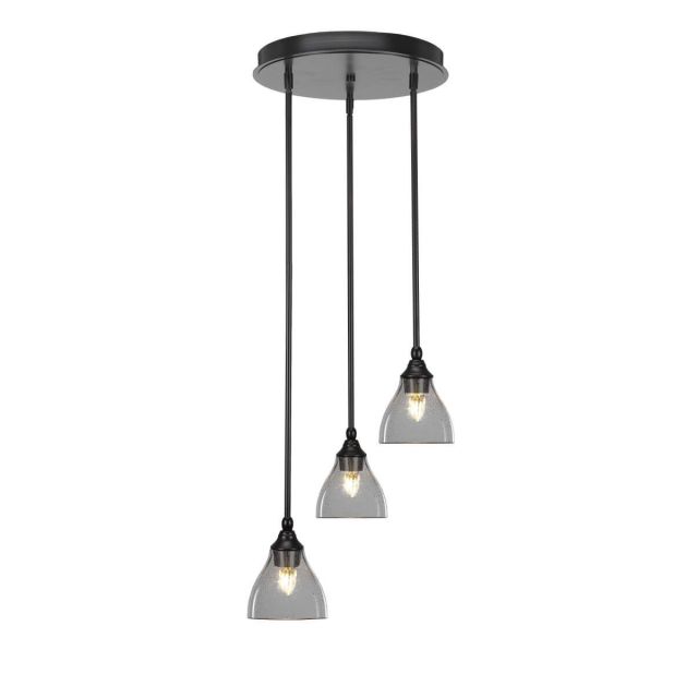 Toltec Lighting Empire 3 Light 15 inch Cluster Pendalier in Espresso with Clear Bubble Glass 2143-ES-4760