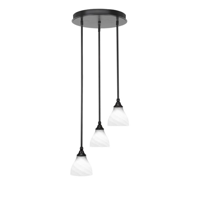 Toltec Lighting Empire 3 Light 15 inch Cluster Pendalier in Espresso with White Marble Glass 2143-ES-4761