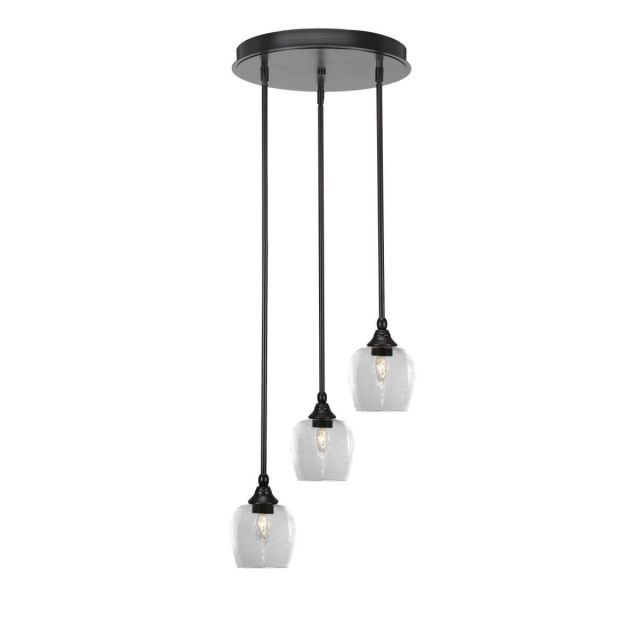 Toltec Lighting Empire 3 Light 15 inch Cluster Pendalier in Espresso with Clear Bubble Glass 2143-ES-4810