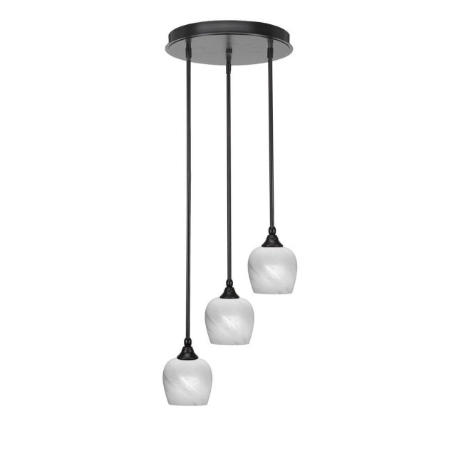 Toltec Lighting Empire 3 Light 15 inch Cluster Pendalier in Espresso with White Marble Glass 2143-ES-4811