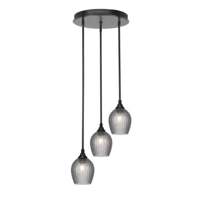 Toltec Lighting Empire 3 Light 16 inch Cluster Pendalier in Espresso with Smoke Textured Glass 2143-ES-4902