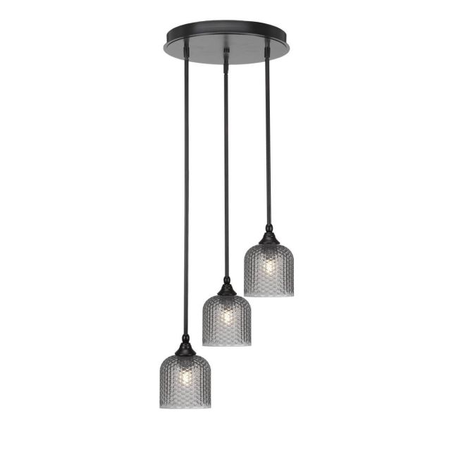 Toltec Lighting Empire 3 Light 16 inch Cluster Pendalier in Espresso with Smoke Textured Glass 2143-ES-4912
