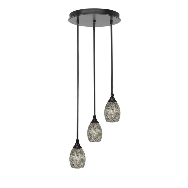Toltec Lighting Empire 3 Light 15 inch Cluster Pendalier in Espresso with Natural Fusion Glass 2143-ES-5054