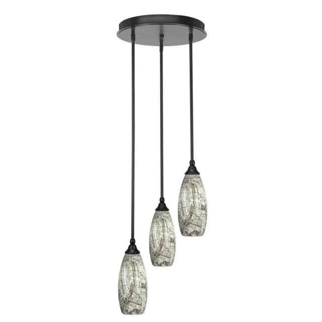 Toltec Lighting Empire 3 Light 14 inch Cluster Pendalier in Espresso with Natural Fusion Glass 2143-ES-5064
