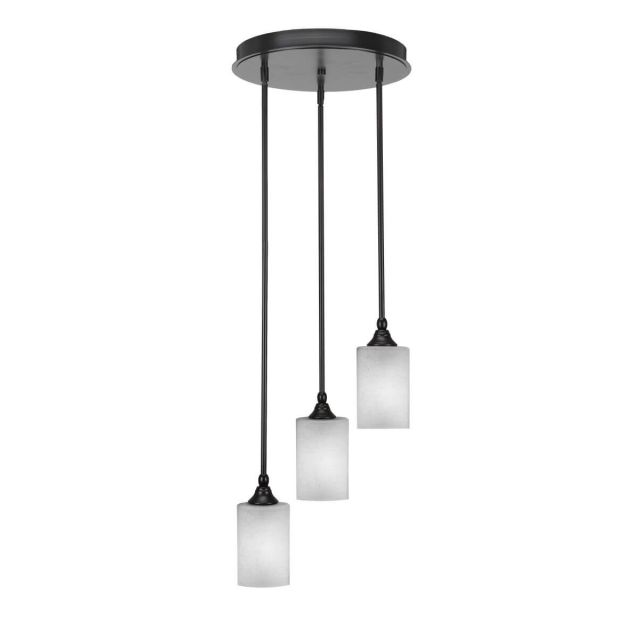 Toltec Lighting Empire 3 Light 14 inch Cluster Pendalier in Espresso with Square White Muslin Glass 2143-ES-531