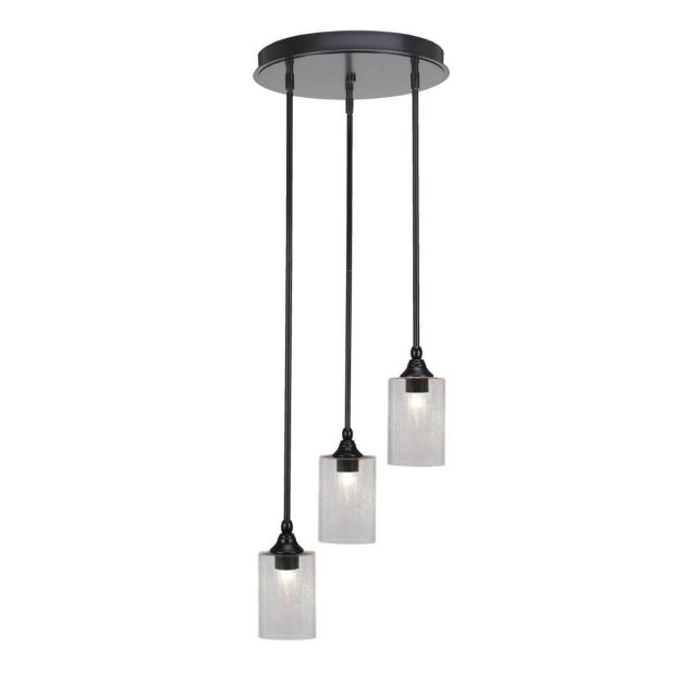 Toltec Lighting Empire 3 Light 14 inch Cluster Pendalier in Matte Black with Clear Bubble Glass 2143-MB-300