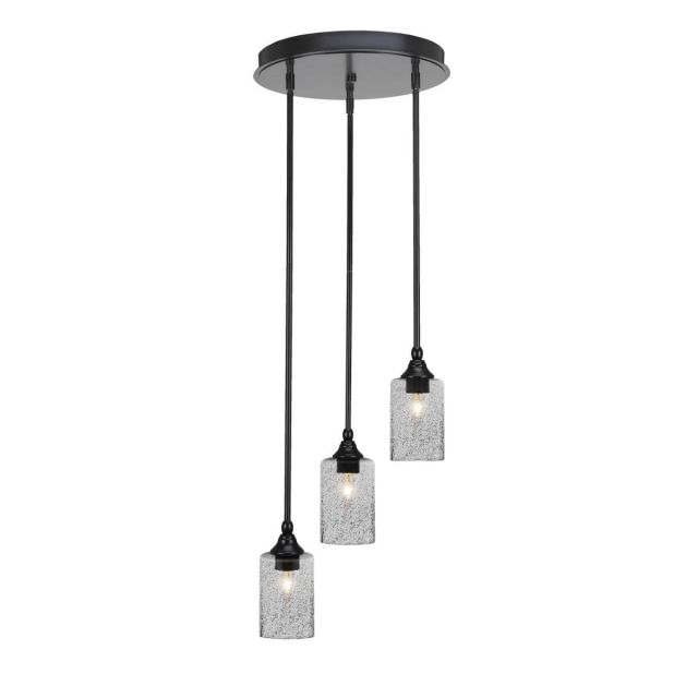 Toltec Lighting Empire 3 Light 14 inch Cluster Pendalier in Matte Black with Smoke Bubble Glass 2143-MB-3002