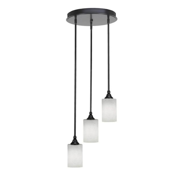 Toltec Lighting Empire 3 Light 14 inch Cluster Pendalier in Matte Black with White Muslin Glass 2143-MB-310