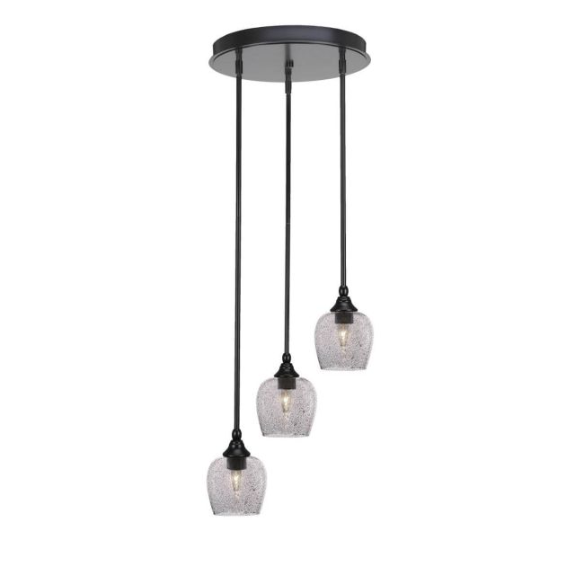 Toltec Lighting Empire 3 Light 15 inch Cluster Pendalier in Matte Black with Smoke Bubble Glass 2143-MB-4812