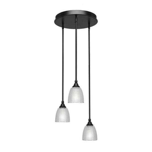 Toltec Lighting Empire 3 Light 19 inch Cluster Pendant in Matte Black with Clear Glass 2143-MB-500