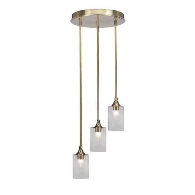 Toltec Lighting Empire 3 Light 14 inch Cluster Pendalier in New Age Brass with Clear Bubble Glass 2143-NAB-300