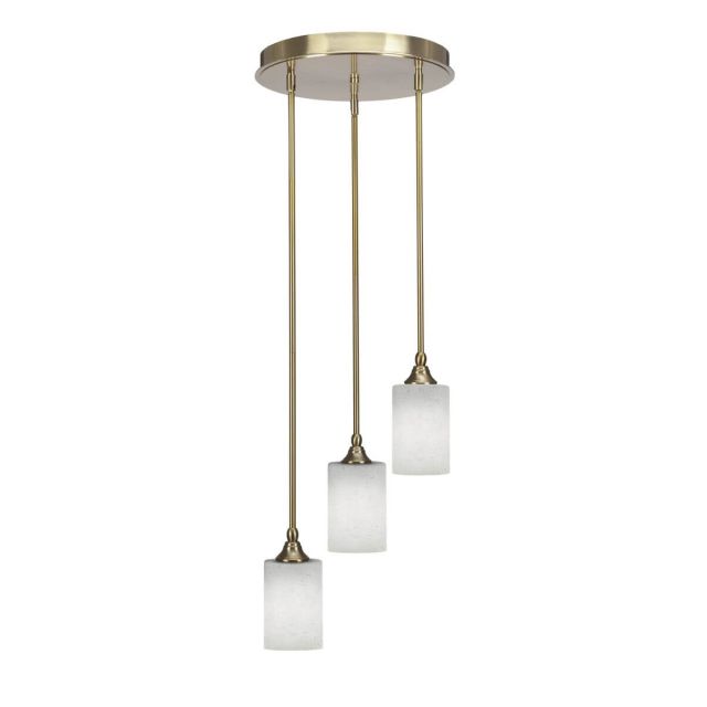 Toltec Lighting Empire 3 Light 14 inch Cluster Pendalier in New Age Brass with White Muslin Glass 2143-NAB-310