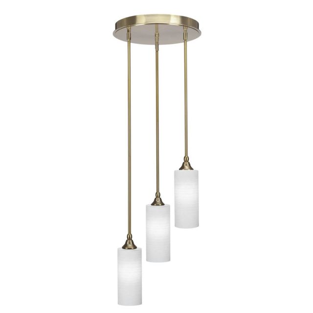 Toltec Lighting Empire 3 Light 14 inch Cluster Pendalier in New Age Brass with White Matrix Glass 2143-NAB-4091