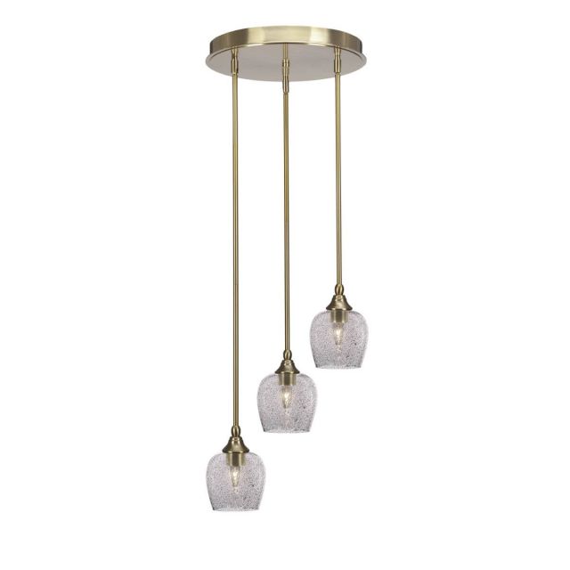 Toltec Lighting Empire 3 Light 15 inch Cluster Pendalier in New Age Brass with Smoke Bubble Glass 2143-NAB-4812