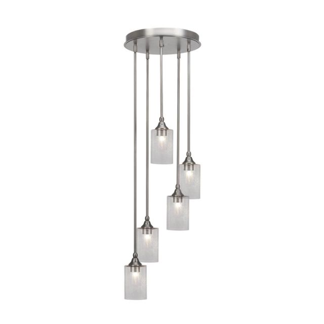 Toltec Lighting Empire 5 Light 14 inch Cluster Pendalier in Brushed Nickel with Clear Bubble Glass 2145-BN-300