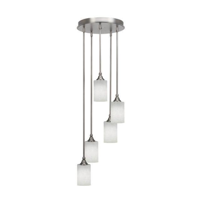 Toltec Lighting Empire 5 Light 14 inch Cluster Pendalier in Brushed Nickel with White Muslin Glass 2145-BN-310