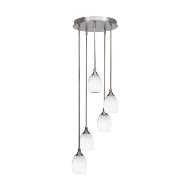 Toltec Lighting Empire 5 Light 14 inch Cluster Pendalier in Brushed Nickel with White Matrix Glass 2145-BN-4021