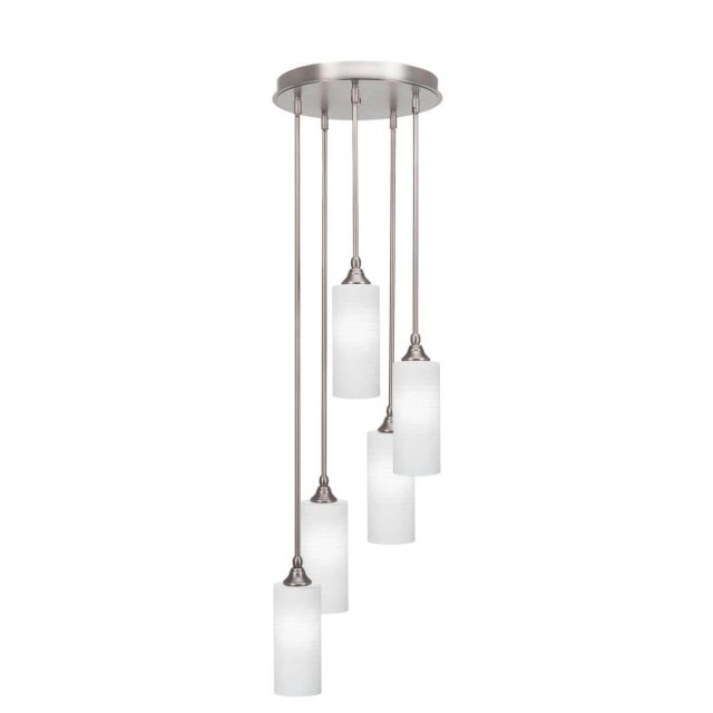Toltec Lighting Empire 5 Light 14 inch Cluster Pendalier in Brushed Nickel with White Matrix Glass 2145-BN-4091