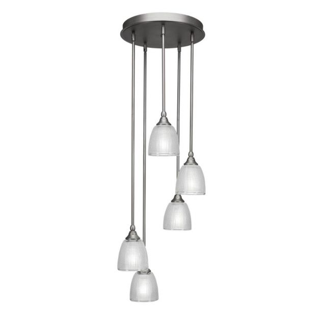 Toltec Lighting Empire 5 Light 15 inch Cluster Pendant in Brushed Nickel with Clear Glass 2145-BN-500