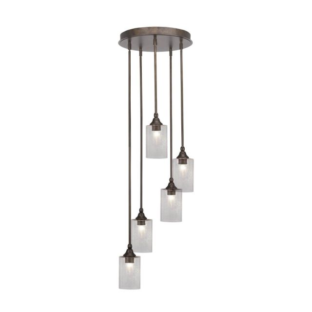 Toltec Lighting Empire 5 Light 14 inch Cluster Pendalier in Bronze with Clear Bubble Glass 2145-BRZ-300