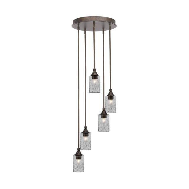 Toltec Lighting Empire 5 Light 14 inch Cluster Pendalier in Bronze with Smoke Bubble Glass 2145-BRZ-3002