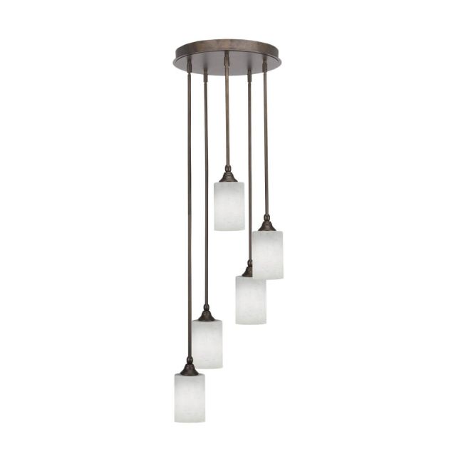 Toltec Lighting Empire 5 Light 14 inch Cluster Pendalier in Bronze with White Muslin Glass 2145-BRZ-310