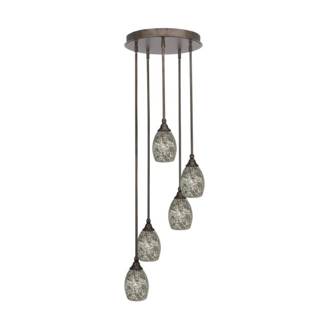 Toltec Lighting Empire 5 Light 15 inch Cluster Pendalier in Bronze with Natural Fusion Glass 2145-BRZ-5054