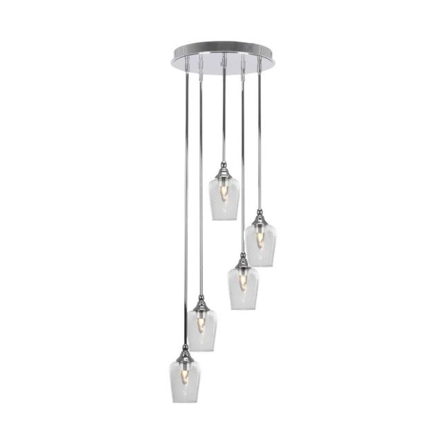 Toltec Lighting Empire 5 Light 15 inch Cluster Pendalier in Chrome with Clear Bubble Glass 2145-CH-210