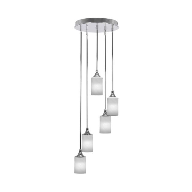 Toltec Lighting Empire 5 Light 14 inch Cluster Pendalier in Chrome with White Marble Glass 2145-CH-3001
