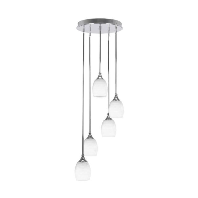 Toltec Lighting Empire 5 Light 14 inch Cluster Pendalier in Chrome with White Matrix Glass 2145-CH-4021