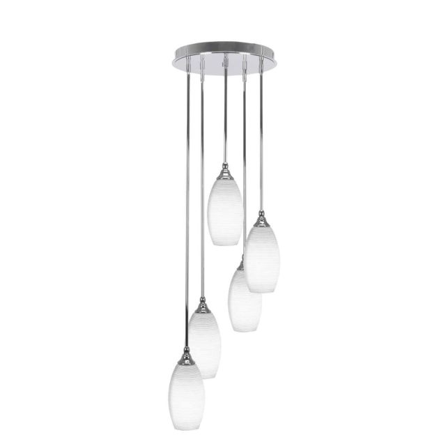 Toltec Lighting Empire 5 Light 15 inch Cluster Pendalier in Chrome with White Matrix Glass 2145-CH-4041