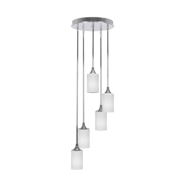 Toltec Lighting Empire 5 Light 14 inch Cluster Pendalier in Chrome with White Matrix Glass 2145-CH-4061