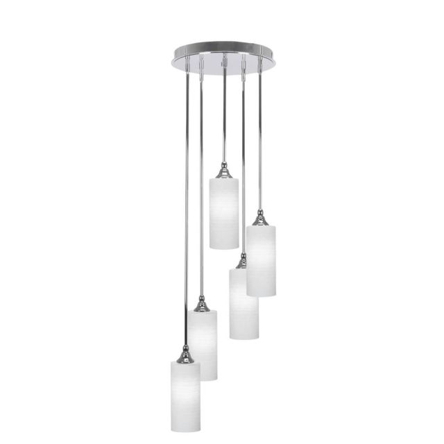 Toltec Lighting Empire 5 Light 14 inch Cluster Pendalier in Chrome with White Matrix Glass 2145-CH-4091