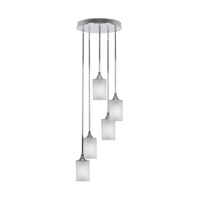 Toltec Lighting Empire 5 Light 14 inch Cluster Pendalier in Chrome with Square White Muslin Glass 2145-CH-531