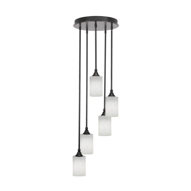 Toltec Lighting Empire 5 Light 14 inch Cluster Pendalier in Espresso with White Muslin Glass 2145-ES-310