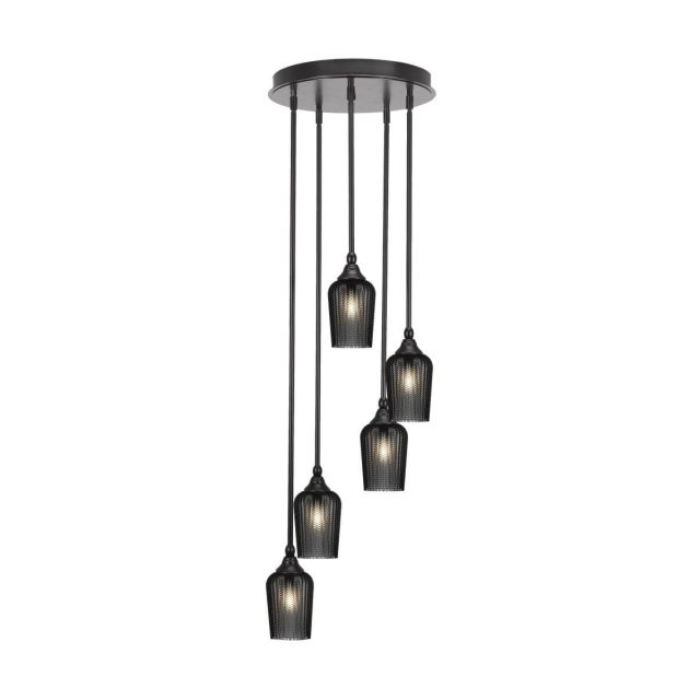Toltec Lighting Empire 5 Light 15 inch Cluster Pendalier in Espresso with Smoke Textured Glass 2145-ES-4252