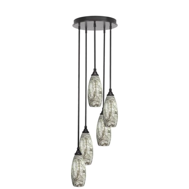 Toltec Lighting Empire 5 Light 14 inch Cluster Pendalier in Espresso with Natural Fusion Glass 2145-ES-5064