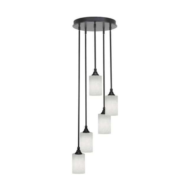 Toltec Lighting Empire 5 Light 14 inch Cluster Pendalier in Matte Black with White Muslin Glass 2145-MB-310