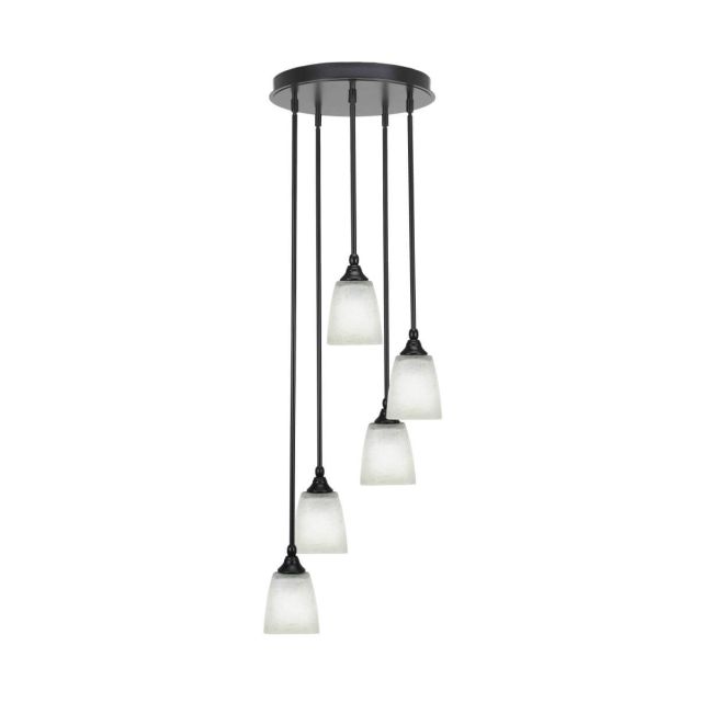 Toltec Lighting Empire 5 Light 14 inch Cluster Pendalier in Matte Black with White Muslin Glass 2145-MB-460