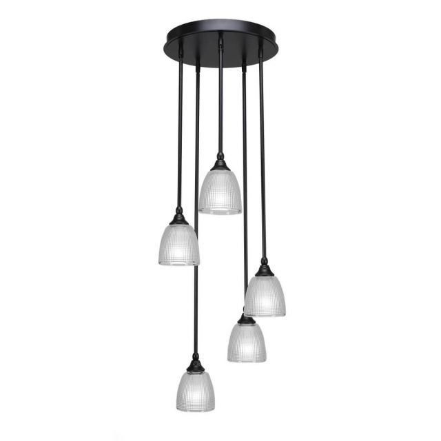 Toltec Lighting Empire 5 Light 15 inch Cluster Pendant in Matte Black with Clear Glass 2145-MB-500