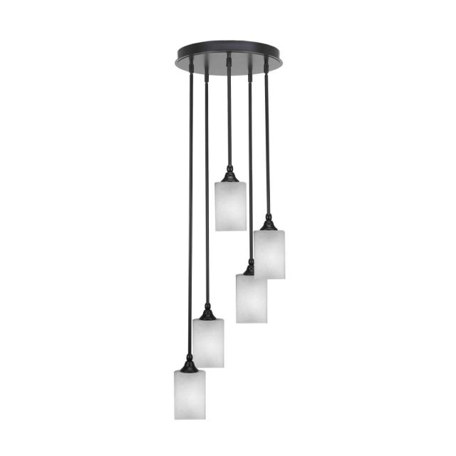 Toltec Lighting Empire 5 Light 14 inch Cluster Pendalier in Matte Black with Square White Muslin Glass 2145-MB-531
