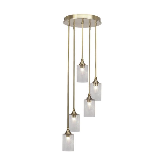 Toltec Lighting Empire 5 Light 14 inch Cluster Pendalier in New Age Brass with Clear Bubble Glass 2145-NAB-300