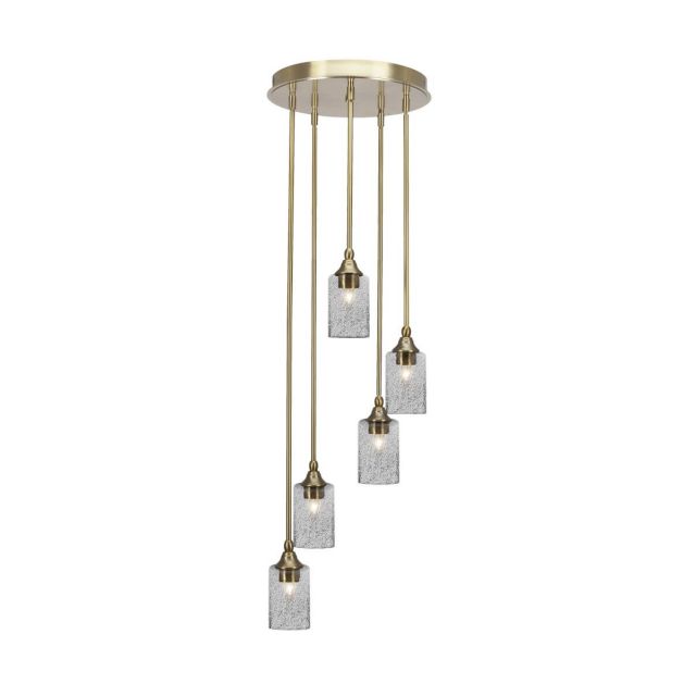 Toltec Lighting Empire 5 Light 14 inch Cluster Pendalier in New Age Brass with Smoke Bubble Glass 2145-NAB-3002