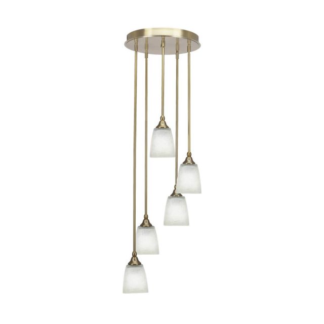 Toltec Lighting Empire 5 Light 14 inch Cluster Pendalier in New Age Brass with White Muslin Glass 2145-NAB-460