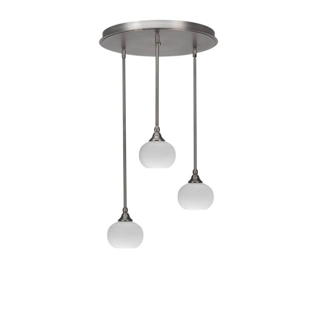 Toltec Lighting Empire 3 Light 19 inch Cluster Pendalier in Brushed Nickel with White Muslin Glass 2183-BN-212