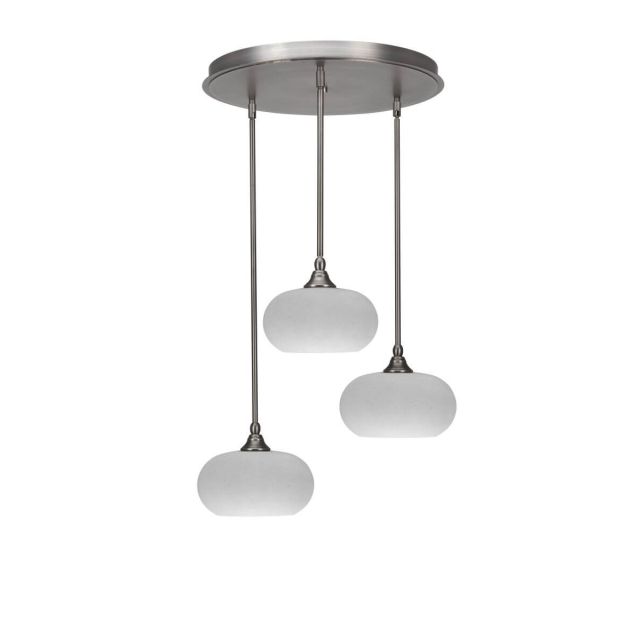 Toltec Lighting Empire 3 Light 21 inch Cluster Pendalier in Brushed Nickel with White Muslin Glass 2183-BN-214