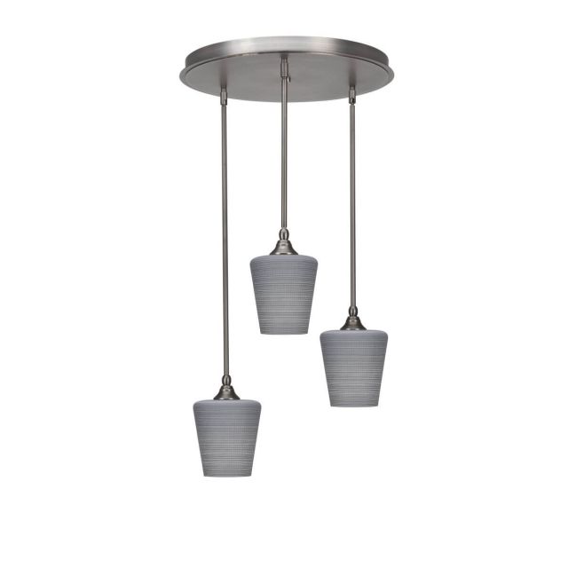 Toltec Lighting Empire 3 Light 19 inch Cluster Pendalier in Brushed Nickel with Gray Matrix Glass 2183-BN-4032