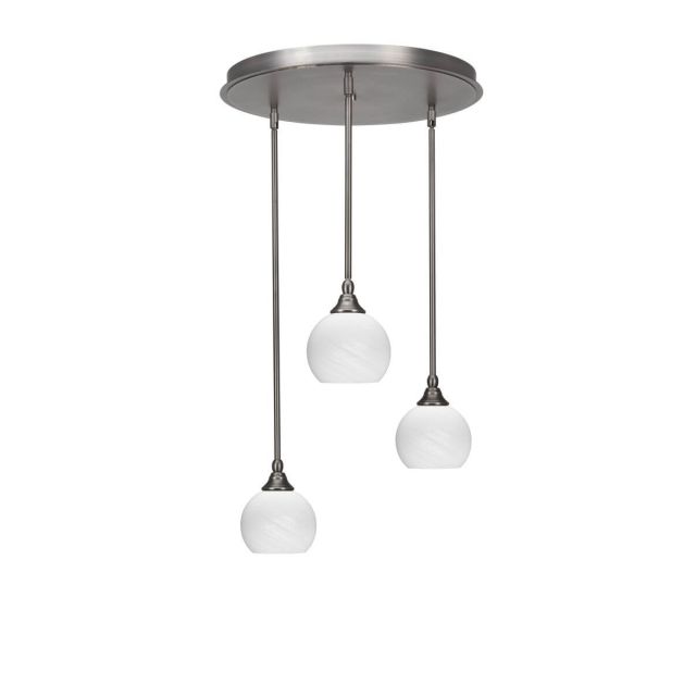 Toltec Lighting Empire 3 Light 19 inch Cluster Pendalier in Brushed Nickel with White Marble Glass 2183-BN-4101