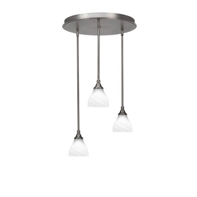 Toltec Lighting Empire 3 Light 19 inch Cluster Pendalier in Brushed Nickel with White Marble Glass 2183-BN-4761