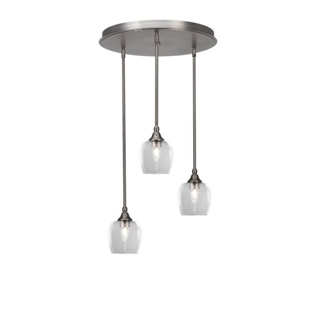 Toltec Lighting Empire 3 Light 19 inch Cluster Pendalier in Brushed Nickel with Clear Bubble Glass 2183-BN-4810